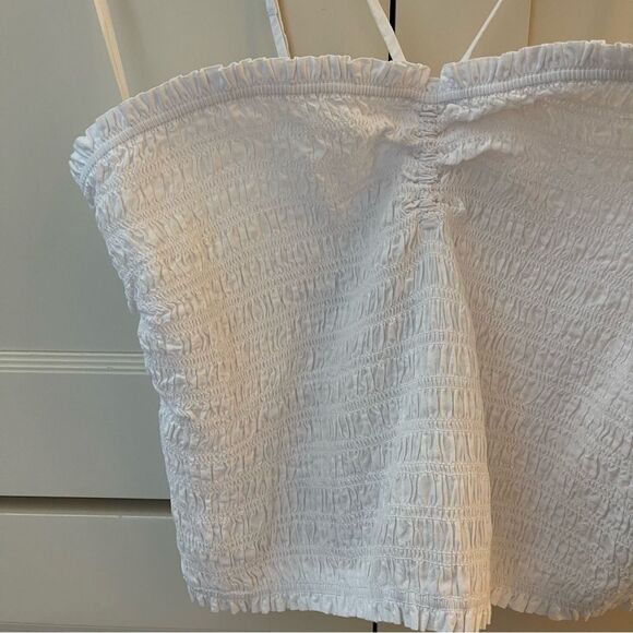 NEW Madewell Poplin Smocked Halter Crop Top size M style NL036 - Picture 3 of 6